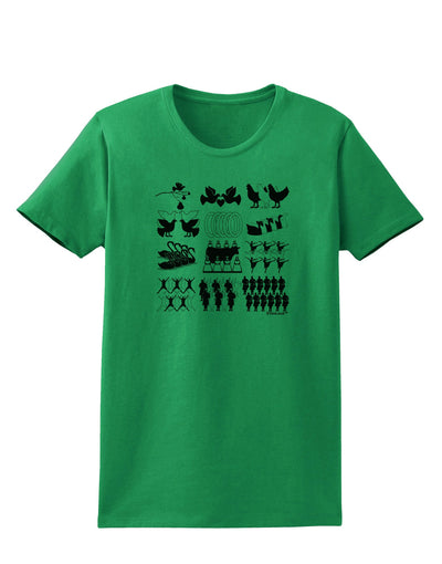 Twelve Days of Christmas Womens T-Shirt-Womens T-Shirt-TooLoud-Kelly-Green-X-Small-Davson Sales