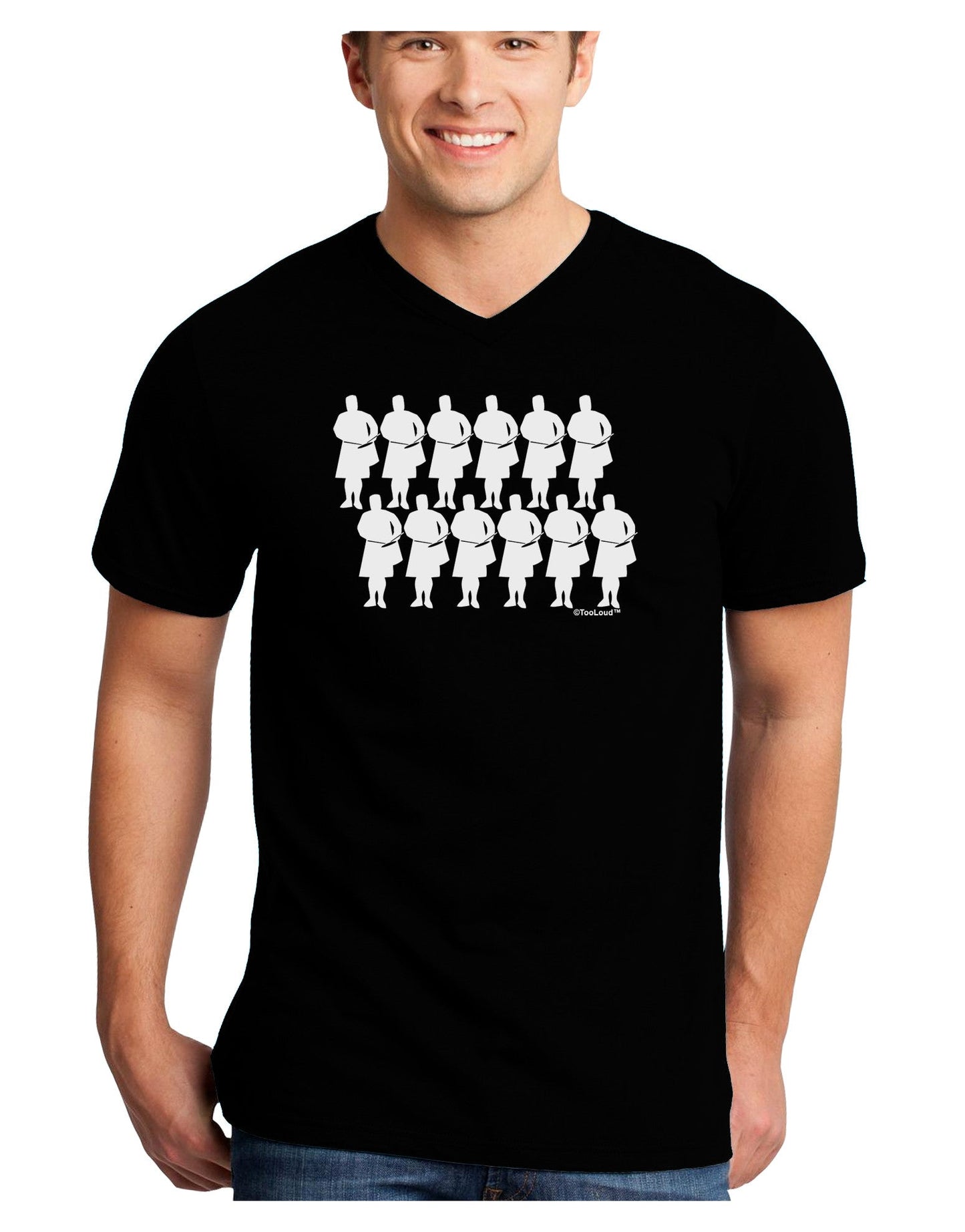 Twelve Drummers Drumming Adult Dark V-Neck T-Shirt-TooLoud-Black-Small-Davson Sales