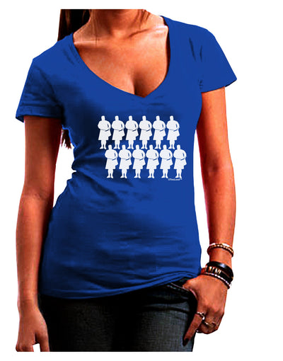 Twelve Drummers Drumming Juniors V-Neck Dark T-Shirt-Womens V-Neck T-Shirts-TooLoud-Royal-Blue-Juniors Fitted Small-Davson Sales