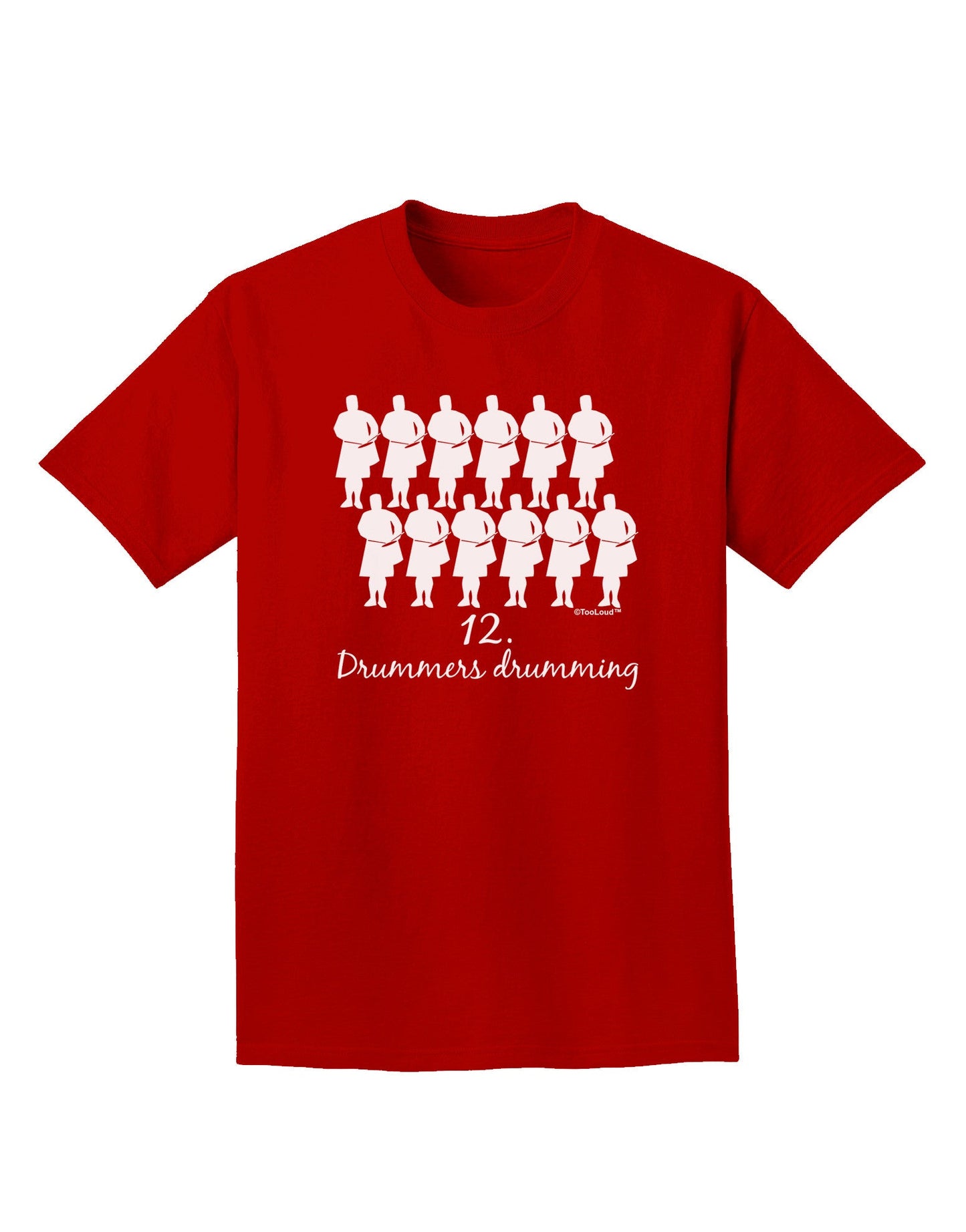 Twelve Drummers Drumming Text Adult Dark T-Shirt-Mens T-Shirt-TooLoud-Red-Small-Davson Sales