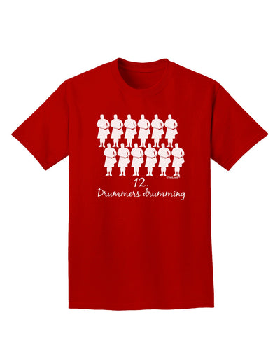 Twelve Drummers Drumming Text Adult Dark T-Shirt-Mens T-Shirt-TooLoud-Red-Small-Davson Sales