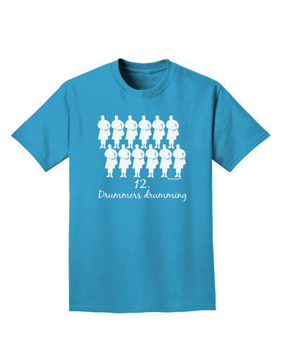 Twelve Drummers Drumming Text Adult Dark T-Shirt-Mens T-Shirt-TooLoud-Turquoise-Small-Davson Sales