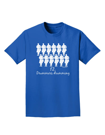 Twelve Drummers Drumming Text Adult Dark T-Shirt-Mens T-Shirt-TooLoud-Royal-Blue-Small-Davson Sales