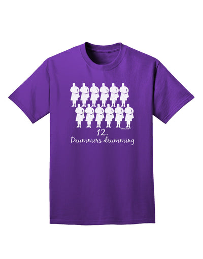 Twelve Drummers Drumming Text Adult Dark T-Shirt-Mens T-Shirt-TooLoud-Purple-Small-Davson Sales