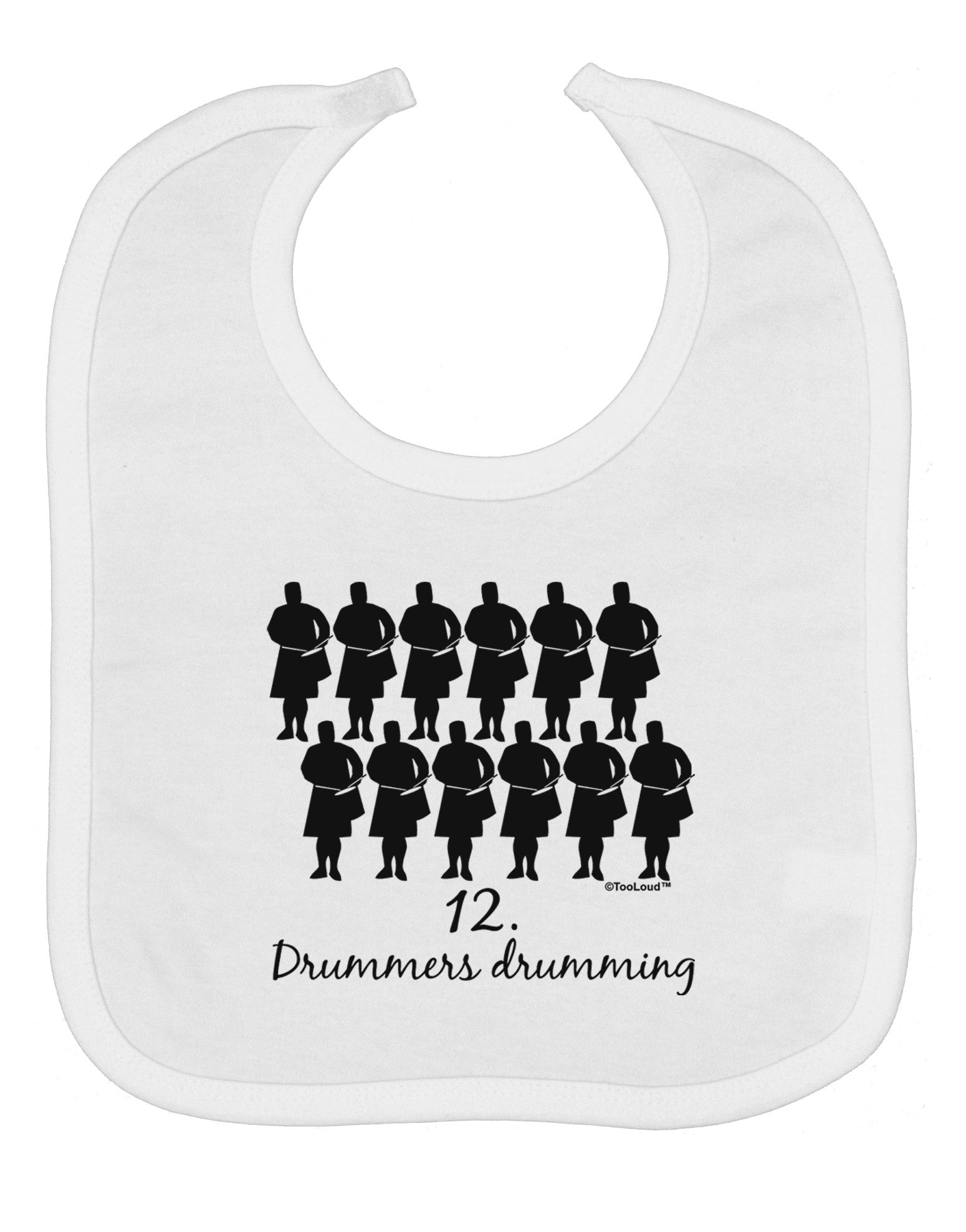 Twelve Drummers Drumming Text Baby Bib