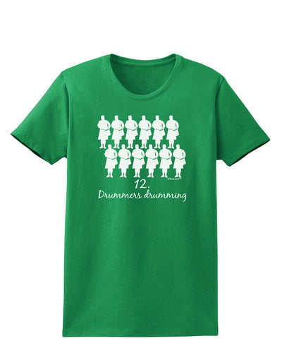 Twelve Drummers Drumming Text Womens Dark T-Shirt-TooLoud-Kelly-Green-X-Small-Davson Sales