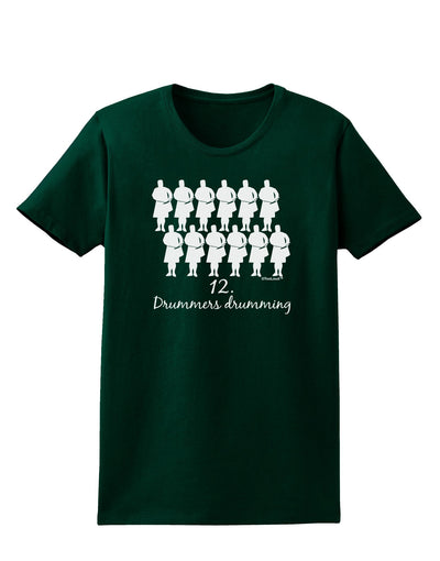 Twelve Drummers Drumming Text Womens Dark T-Shirt-TooLoud-Forest-Green-Small-Davson Sales