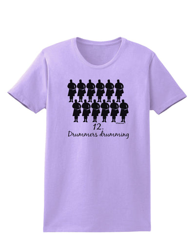 Twelve Drummers Drumming Text Womens T-Shirt-Womens T-Shirt-TooLoud-Lavender-X-Small-Davson Sales