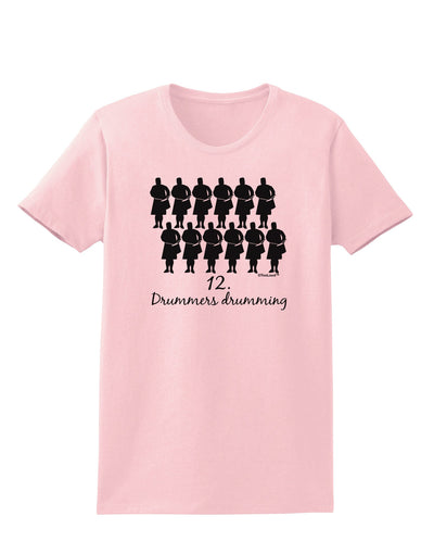 Twelve Drummers Drumming Text Womens T-Shirt-Womens T-Shirt-TooLoud-PalePink-X-Small-Davson Sales