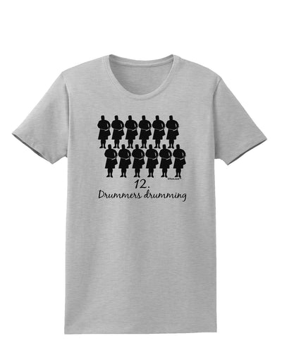 Twelve Drummers Drumming Text Womens T-Shirt-Womens T-Shirt-TooLoud-AshGray-X-Small-Davson Sales