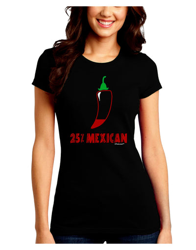 Twenty-Five Percent Mexican Juniors Crew Dark T-Shirt-T-Shirts Juniors Tops-TooLoud-Black-Juniors Fitted Small-Davson Sales