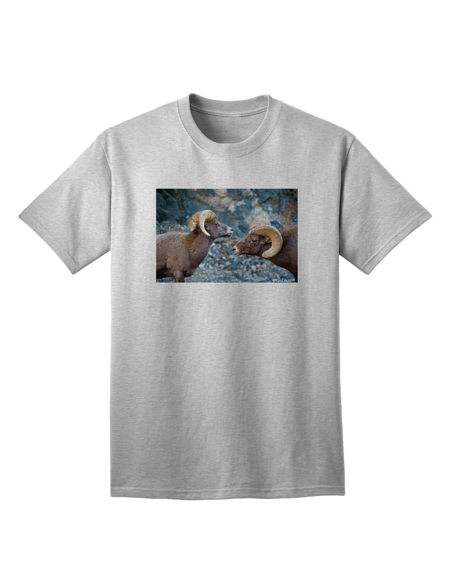 Two Bighorn Rams Adult T-Shirt-Mens T-Shirt-TooLoud-AshGray-Small-Davson Sales