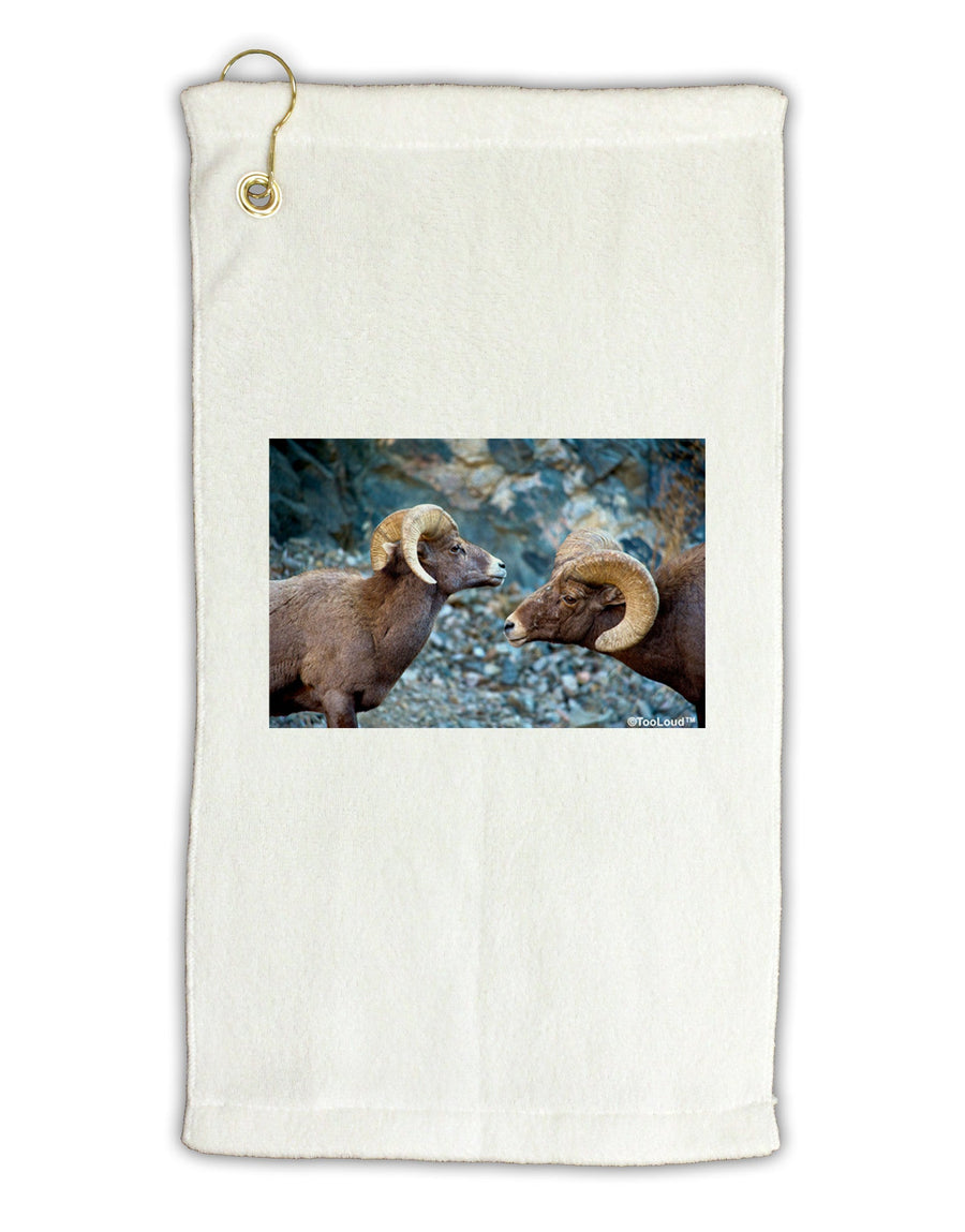 Two Bighorn Rams Micro Terry Gromet Golf Towel 11&#x22;x19-Golf Towel-TooLoud-White-Davson Sales