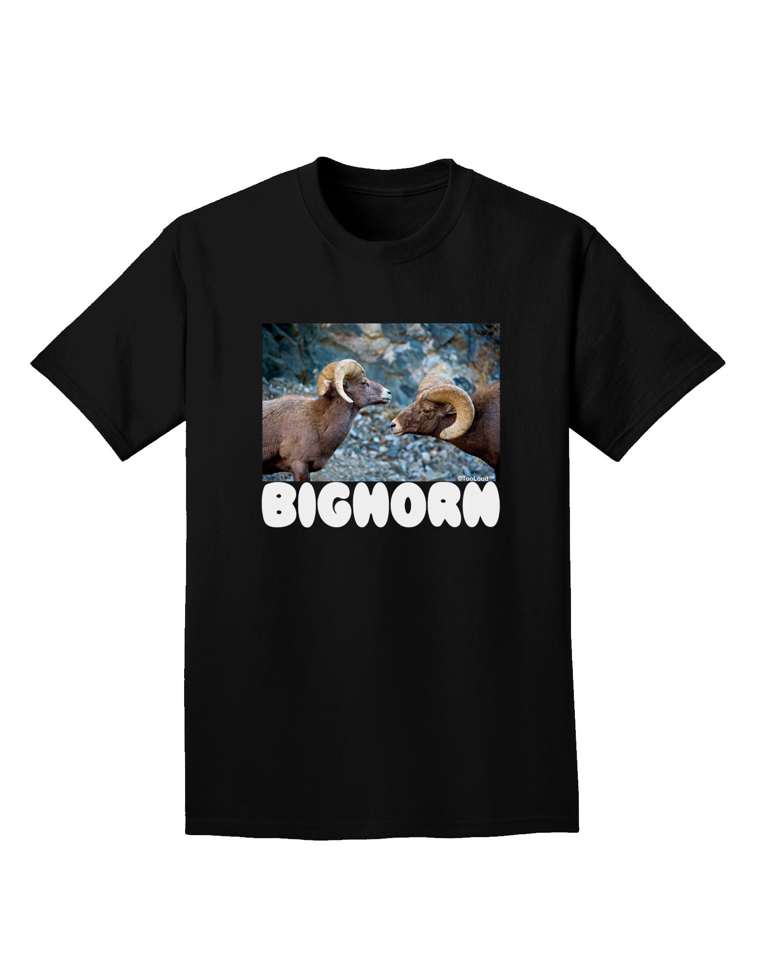 Two Bighorn Rams Text Adult Dark T-Shirt-Mens T-Shirt-TooLoud-Black-Small-Davson Sales