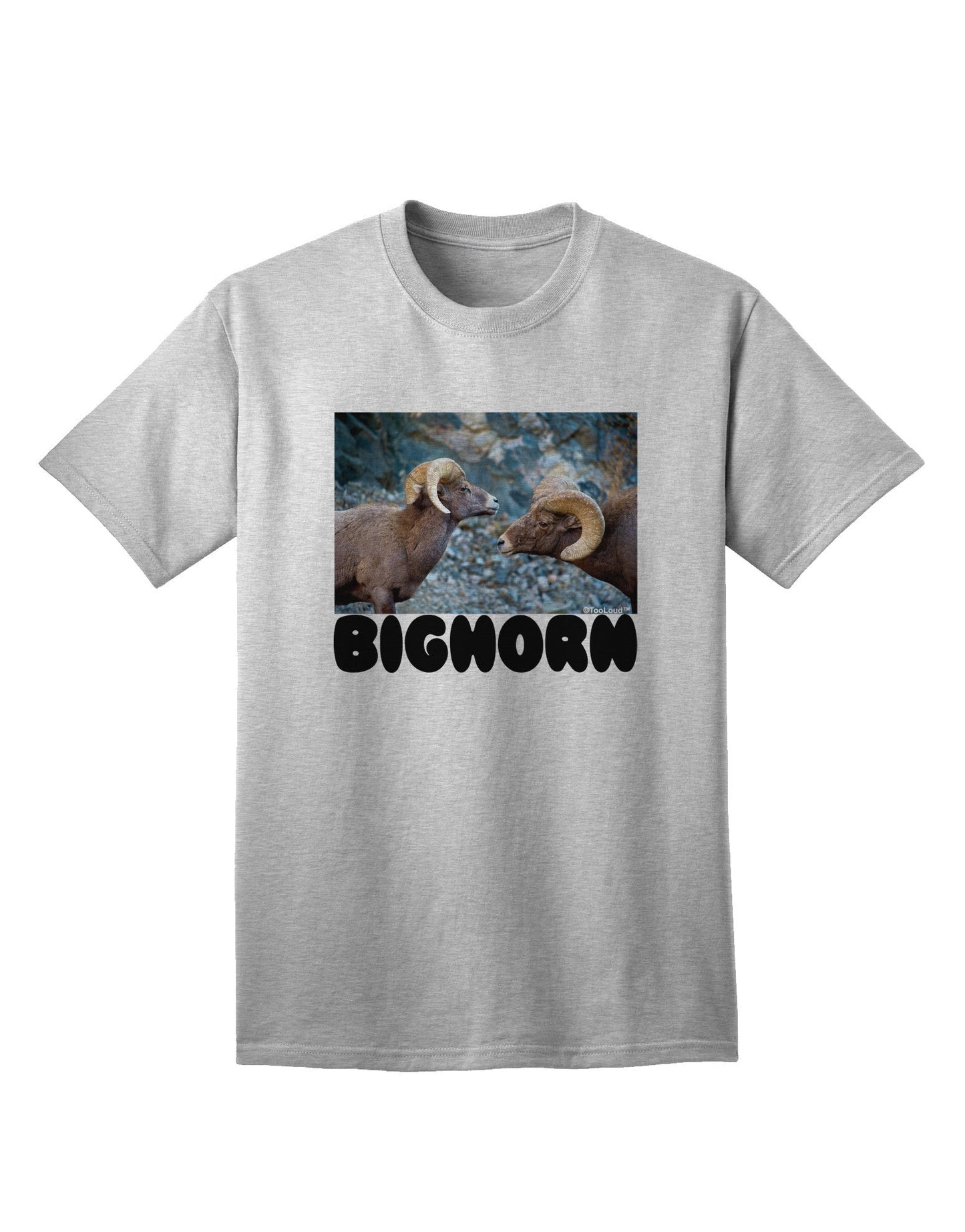 Two Bighorn Rams Text Adult T-Shirt-Mens T-Shirt-TooLoud-AshGray-Small-Davson Sales