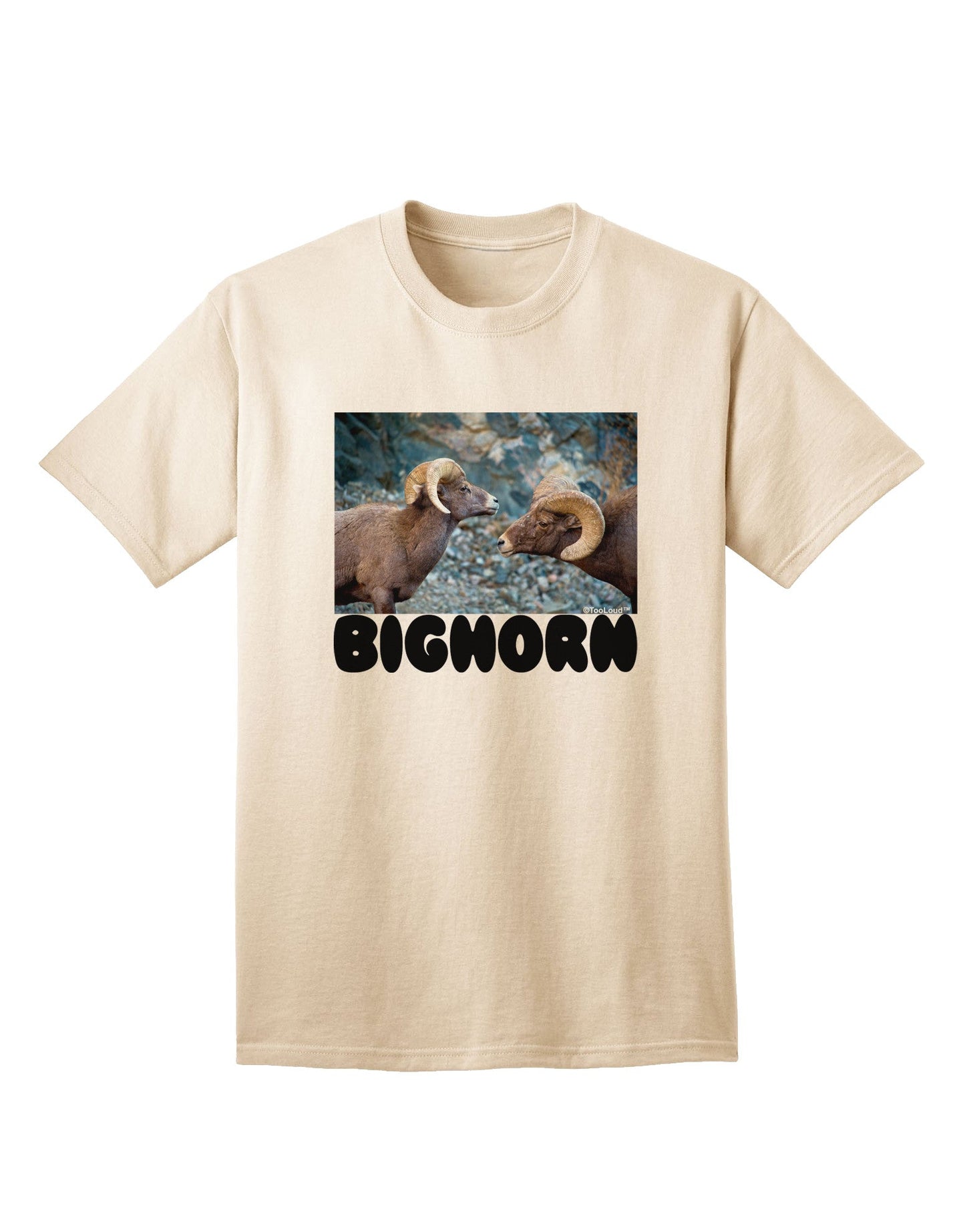 Two Bighorn Rams Text Adult T-Shirt-Mens T-Shirt-TooLoud-Natural-Small-Davson Sales