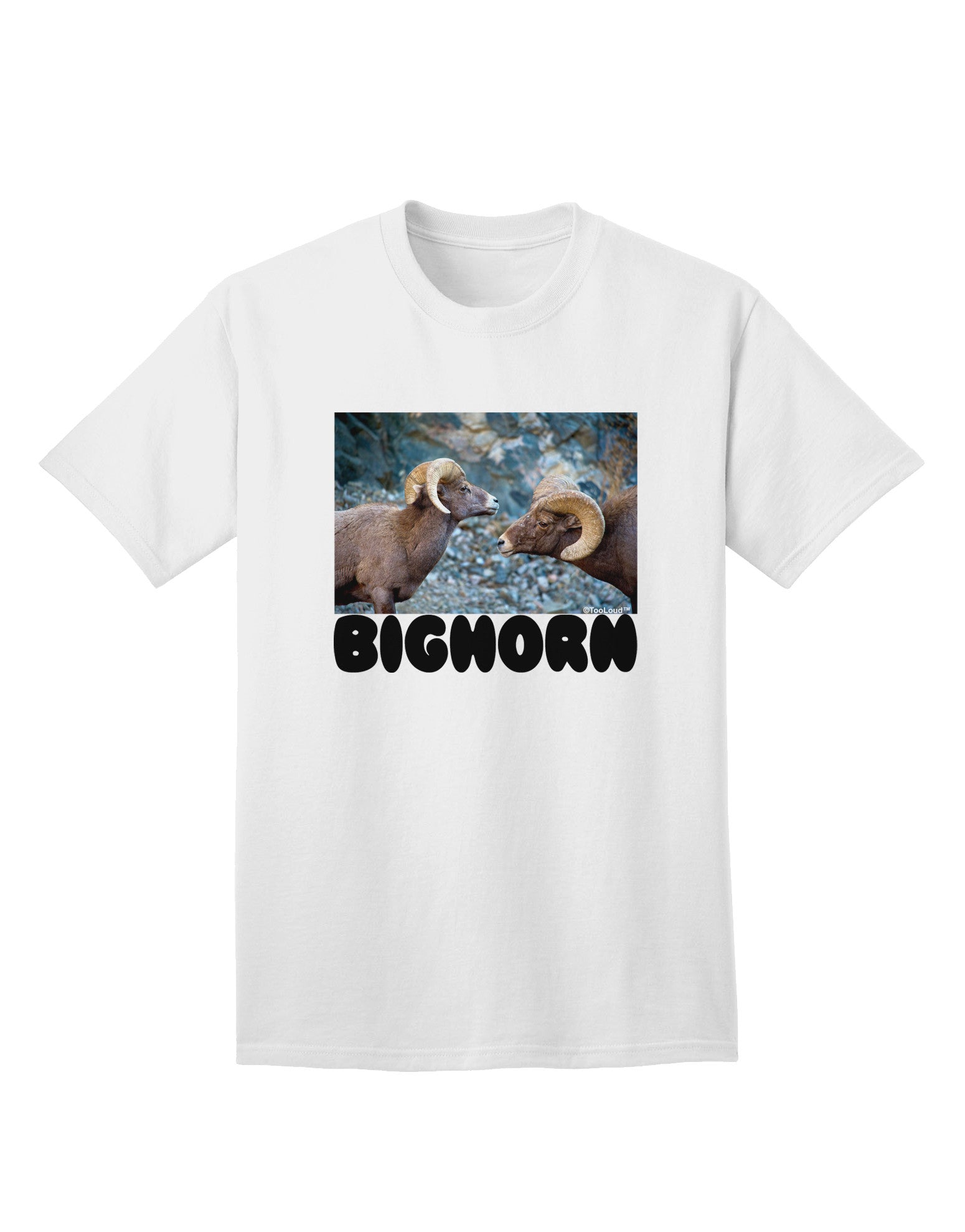Two Bighorn Rams Text Adult T-Shirt-Mens T-Shirt-TooLoud-White-Small-Davson Sales