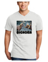 Two Bighorn Rams Text Adult V-Neck T-shirt-Mens V-Neck T-Shirt-TooLoud-White-Small-Davson Sales