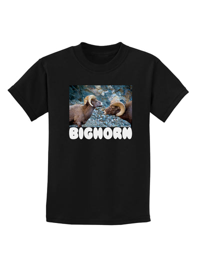 Two Bighorn Rams Text Childrens Dark T-Shirt-Childrens T-Shirt-TooLoud-Black-X-Small-Davson Sales