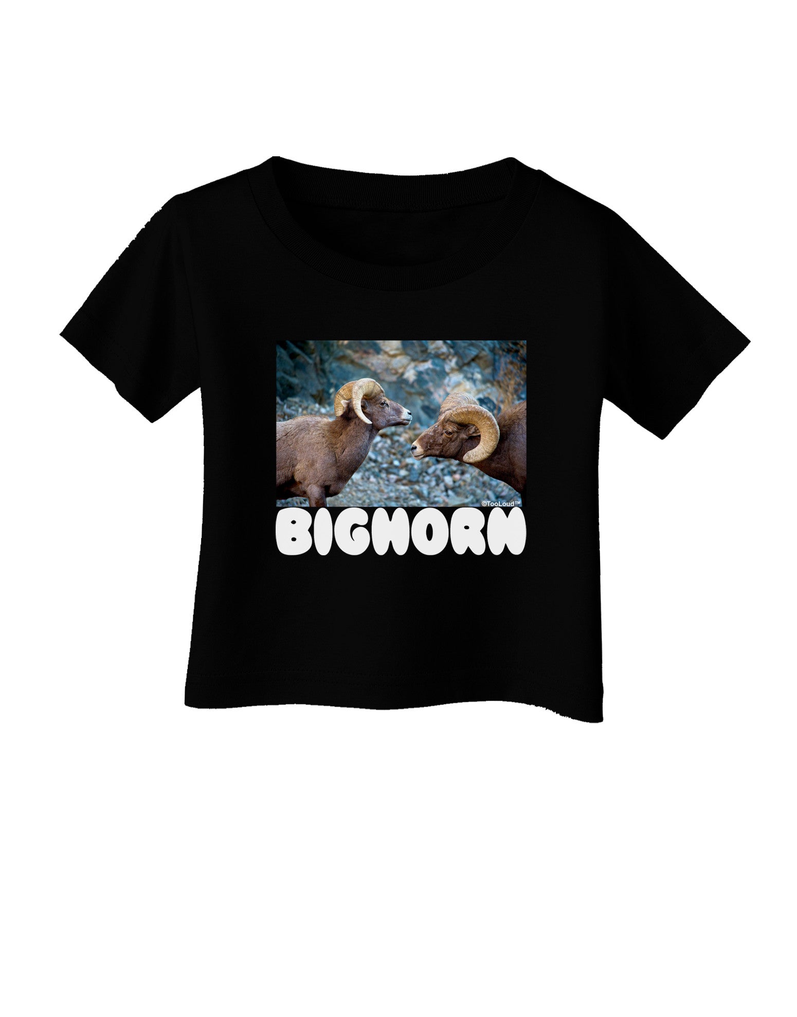Two Bighorn Rams Text Infant T-Shirt Dark-Infant T-Shirt-TooLoud-Black-06-Months-Davson Sales