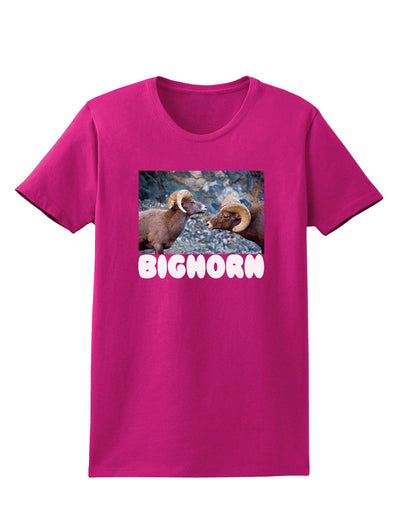 Two Bighorn Rams Text Womens Dark T-Shirt-TooLoud-Hot-Pink-Small-Davson Sales