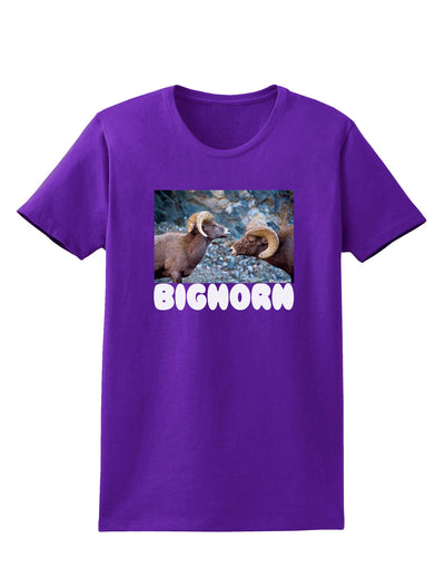 Two Bighorn Rams Text Womens Dark T-Shirt-TooLoud-Purple-X-Small-Davson Sales