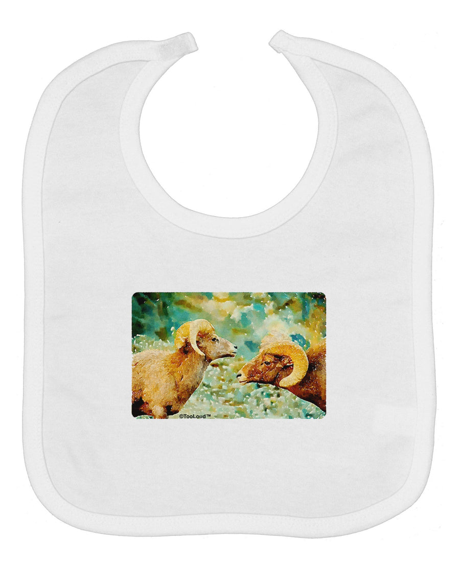 Two Bighorn Rams Watercolor Baby Bib