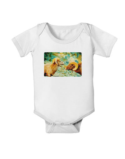 Two Bighorn Rams Watercolor Baby Romper Bodysuit-Baby Romper-TooLoud-White-06-Months-Davson Sales