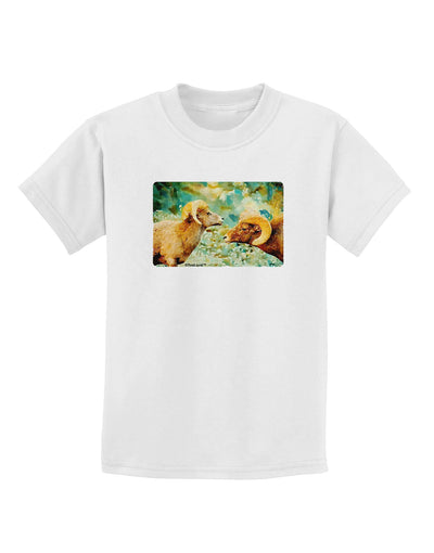 Two Bighorn Rams Watercolor Childrens T-Shirt-Childrens T-Shirt-TooLoud-White-X-Small-Davson Sales