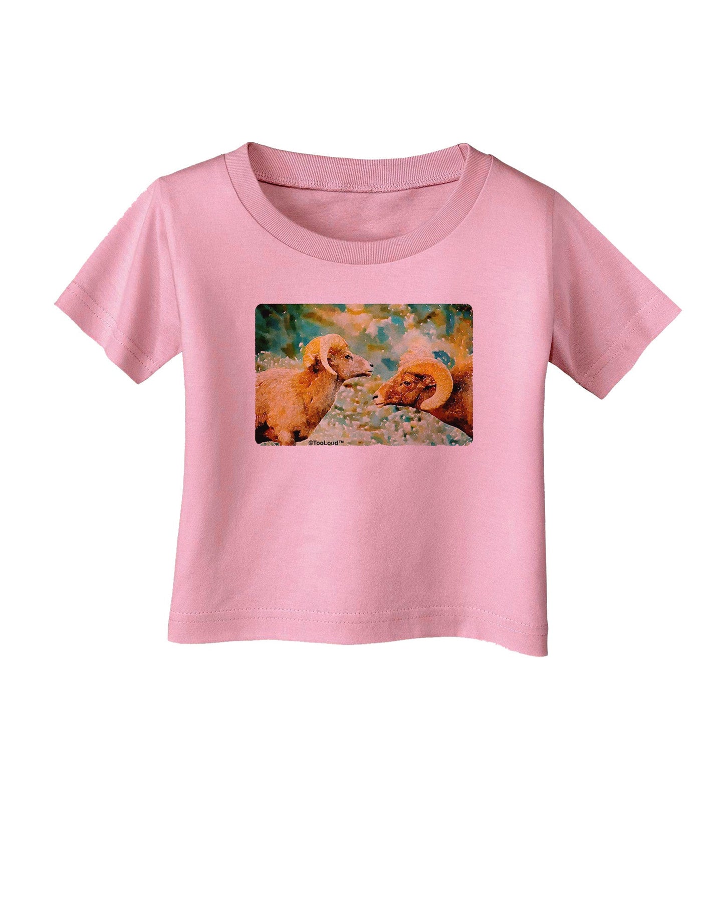 Two Bighorn Rams Watercolor Infant T-Shirt-Infant T-Shirt-TooLoud-Candy-Pink-06-Months-Davson Sales