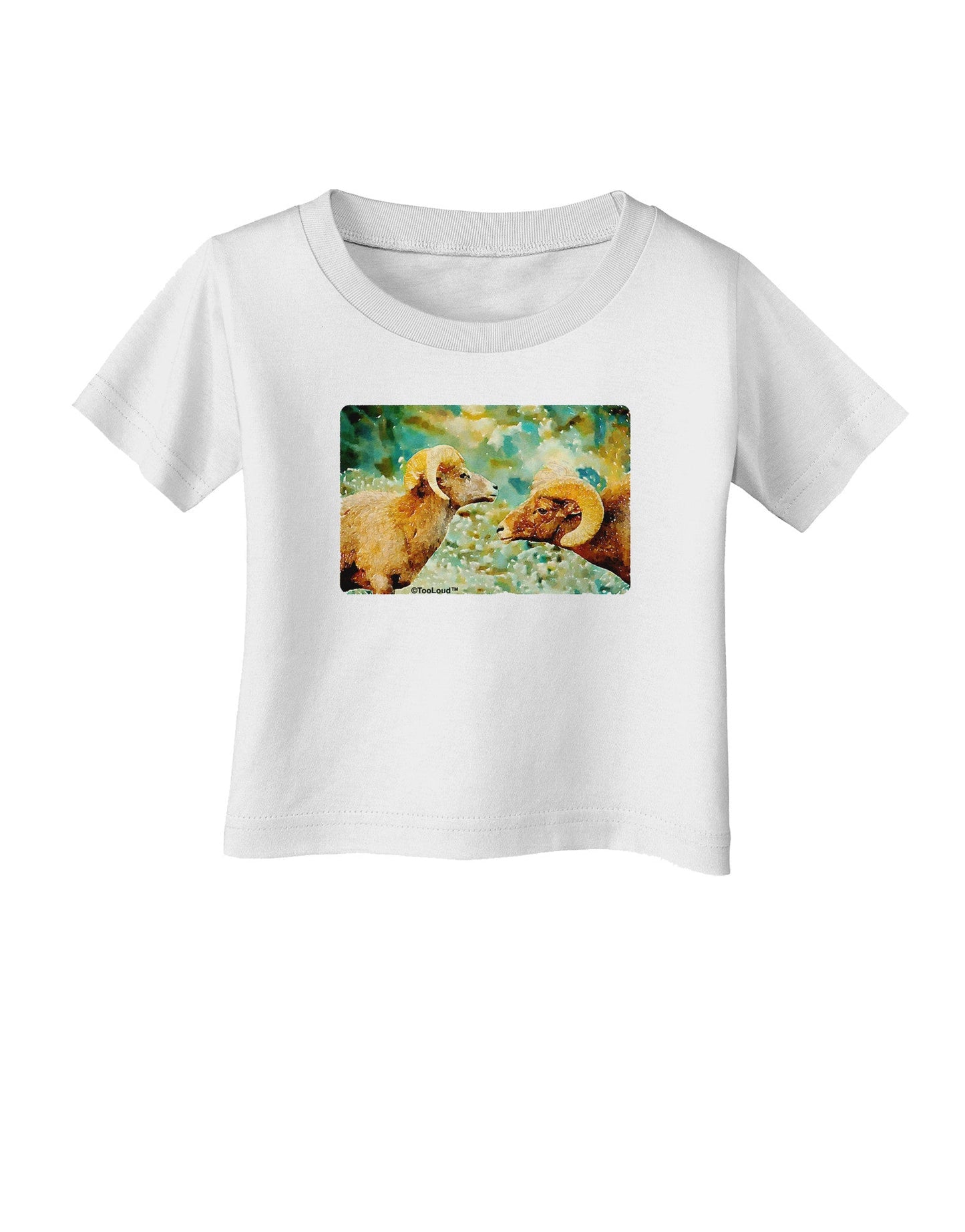Two Bighorn Rams Watercolor Infant T-Shirt-Infant T-Shirt-TooLoud-White-06-Months-Davson Sales