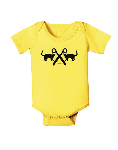 Two Cats With Scissors Baby Romper Bodysuit by TooLoud-Baby Romper-TooLoud-Yellow-06-Months-Davson Sales