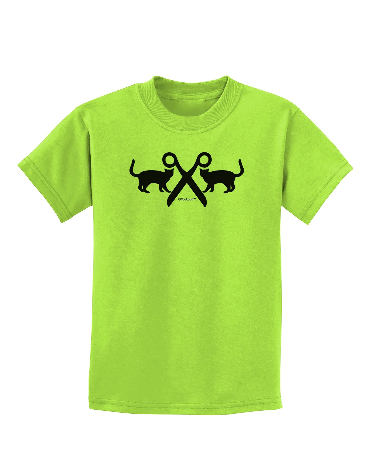 Two Cats With Scissors Childrens T-Shirt by TooLoud-Childrens T-Shirt-TooLoud-Lime-Green-X-Small-Davson Sales
