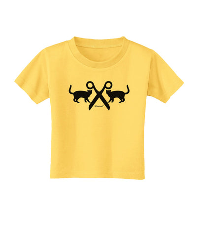 Two Cats With Scissors Toddler T-Shirt by TooLoud-Toddler T-Shirt-TooLoud-Yellow-2T-Davson Sales