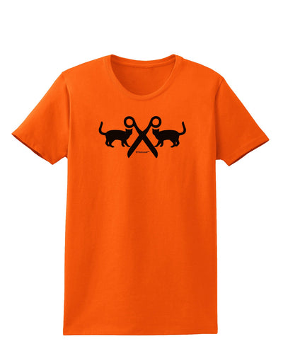 Two Cats With Scissors Womens T-Shirt by TooLoud-Womens T-Shirt-TooLoud-Orange-X-Small-Davson Sales