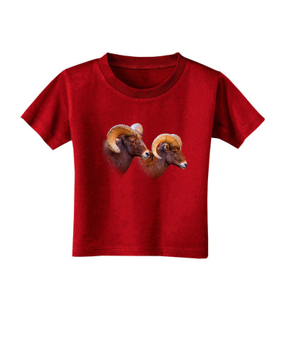 Two Majestic Bighorn Rams Toddler T-Shirt Dark-Toddler T-Shirt-TooLoud-Red-2T-Davson Sales