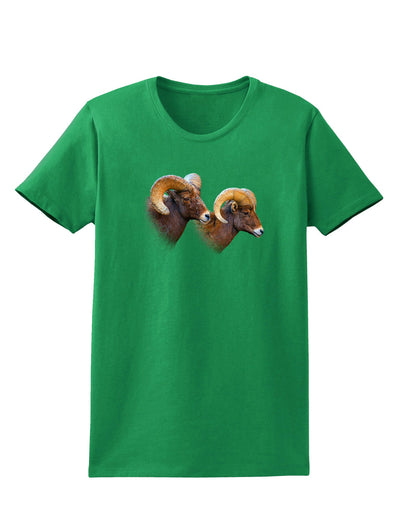 Two Majestic Bighorn Rams Womens Dark T-Shirt-TooLoud-Kelly-Green-X-Small-Davson Sales