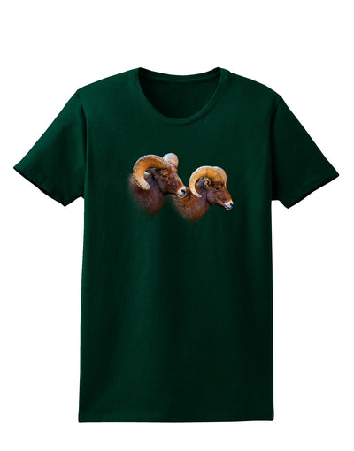 Two Majestic Bighorn Rams Womens Dark T-Shirt-TooLoud-Forest-Green-Small-Davson Sales