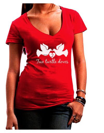 Two Turtle Doves Text Juniors V-Neck Dark T-Shirt-Womens V-Neck T-Shirts-TooLoud-Red-Juniors Fitted Small-Davson Sales