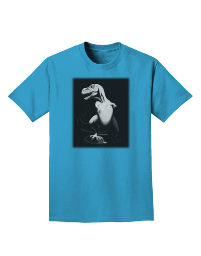 Tyrannosaurus Rex Design - Grayscale Adult Dark T-Shirt by TooLoud-Mens T-Shirt-TooLoud-Turquoise-Small-Davson Sales