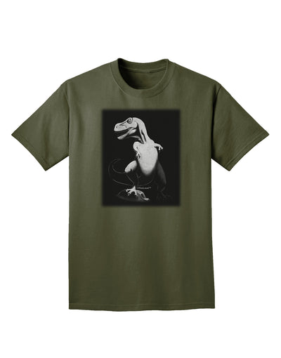 Tyrannosaurus Rex Design - Grayscale Adult Dark T-Shirt by TooLoud-Mens T-Shirt-TooLoud-Military-Green-Small-Davson Sales