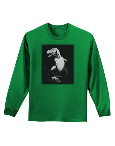 Tyrannosaurus Rex Design - Grayscale Adult Long Sleeve Dark T-Shirt by TooLoud-TooLoud-Kelly-Green-Small-Davson Sales