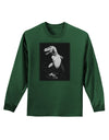 Tyrannosaurus Rex Design - Grayscale Adult Long Sleeve Dark T-Shirt by TooLoud-TooLoud-Dark-Green-Small-Davson Sales