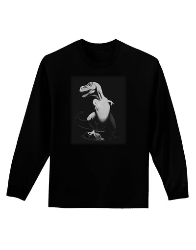 Tyrannosaurus Rex Design - Grayscale Adult Long Sleeve Dark T-Shirt by TooLoud-TooLoud-Black-Small-Davson Sales