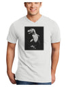 Tyrannosaurus Rex Design - Grayscale Adult V-Neck T-shirt by TooLoud-Mens V-Neck T-Shirt-TooLoud-White-Small-Davson Sales