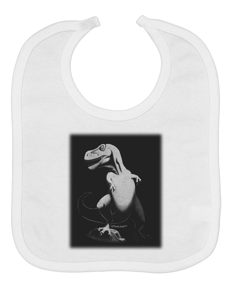 Tyrannosaurus Rex Design - Grayscale Baby Bib by TooLoud