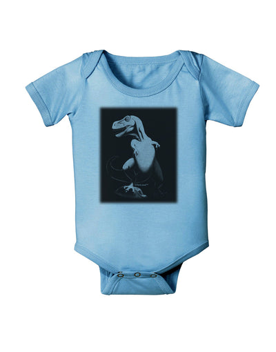 Tyrannosaurus Rex Design - Grayscale Baby Romper Bodysuit by TooLoud-Baby Romper-TooLoud-Light-Blue-06-Months-Davson Sales