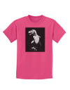 Tyrannosaurus Rex Design - Grayscale Childrens Dark T-Shirt by TooLoud-Childrens T-Shirt-TooLoud-Sangria-X-Small-Davson Sales