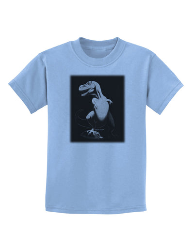 Tyrannosaurus Rex Design - Grayscale Childrens T-Shirt by TooLoud-Childrens T-Shirt-TooLoud-Light-Blue-X-Small-Davson Sales