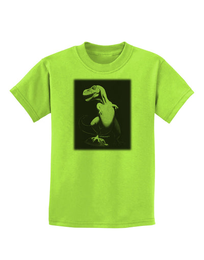 Tyrannosaurus Rex Design - Grayscale Childrens T-Shirt by TooLoud-Childrens T-Shirt-TooLoud-Lime-Green-X-Small-Davson Sales